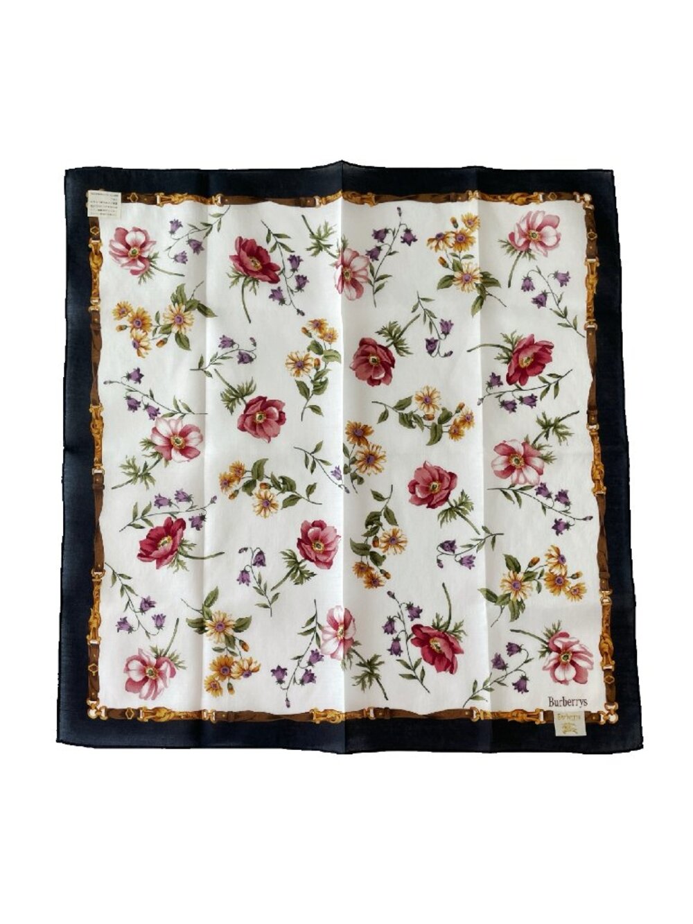 Burberrys Vintage Cotton Scarf Floral Print